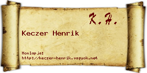 Keczer Henrik névjegykártya